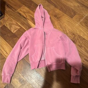 Aritzia Dusty Pink Cropped Hooded boyfriend sweatshirt